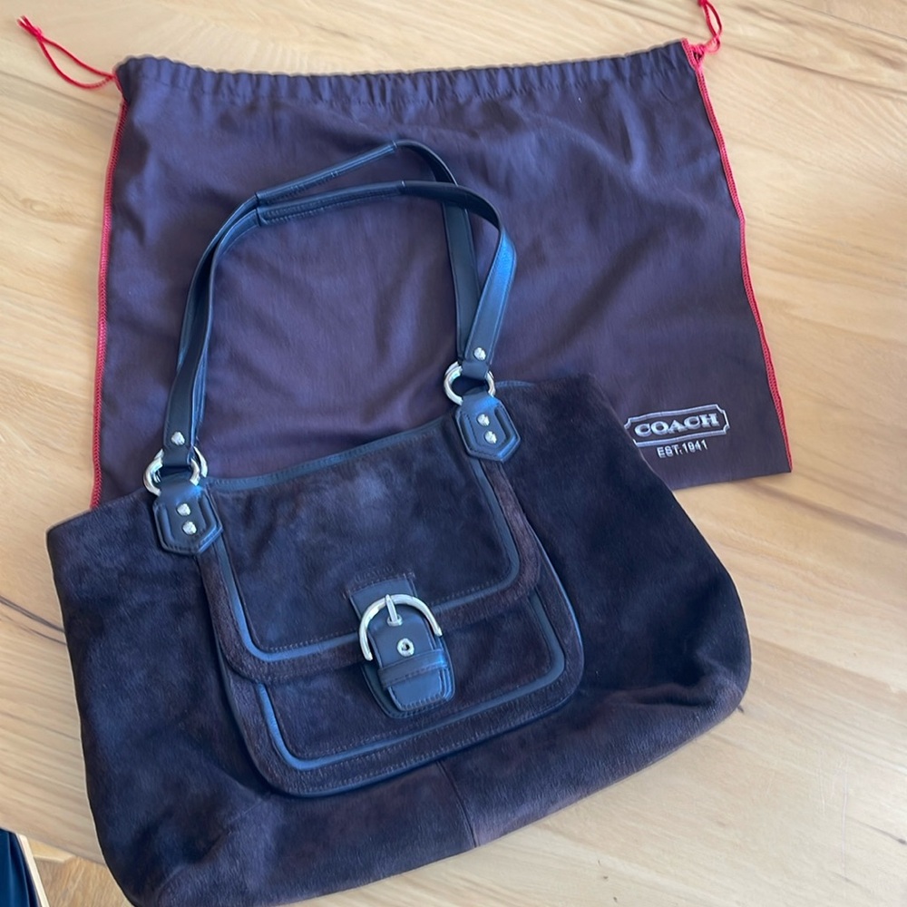 Coach Chocolate Brown Suede Top Handle Bag
Excellent-No visible signs of wear